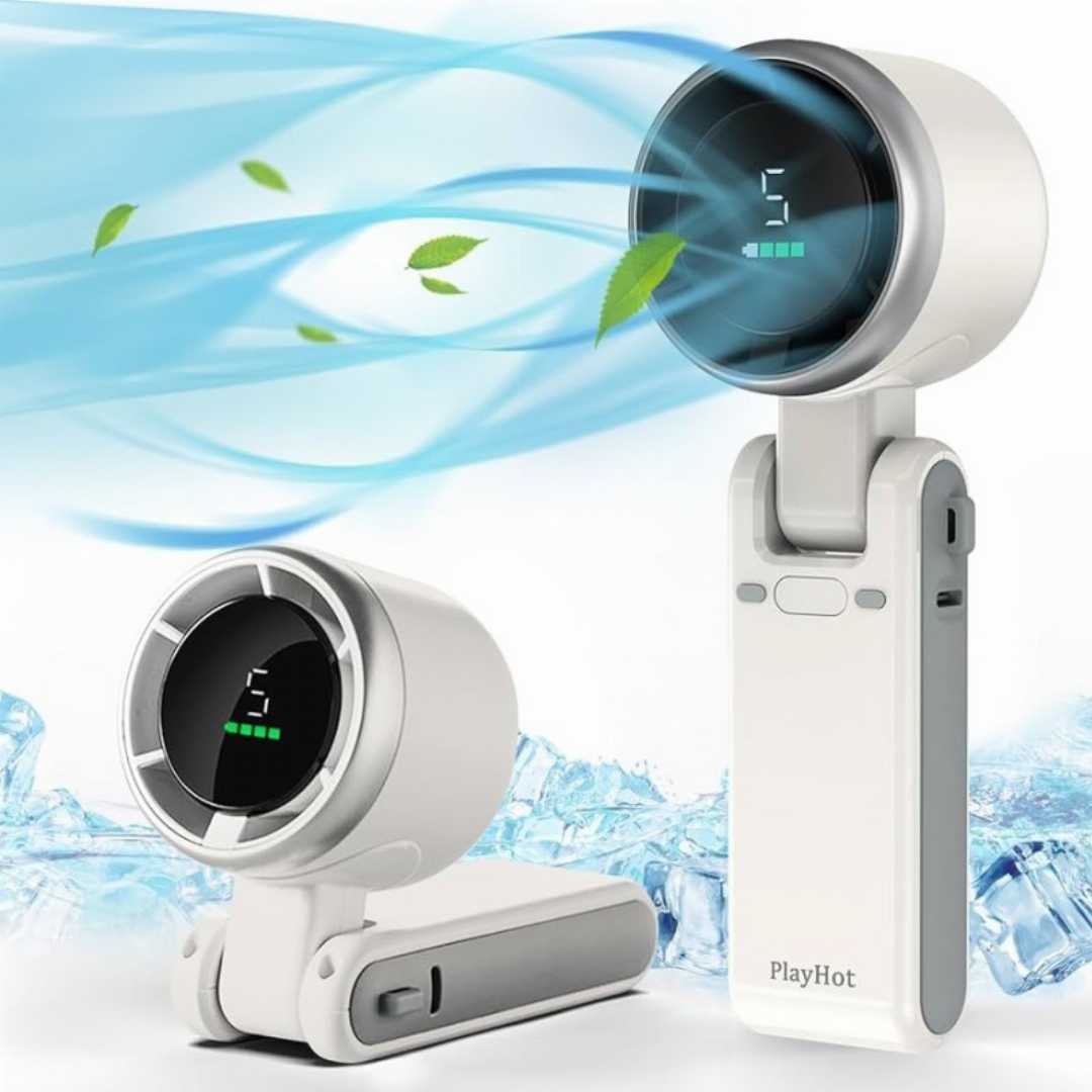 Turbo,High-Speed,Mini,Fan,–,Portable,Rechargeable,Neck,&,Handheld,Cooling,Fan