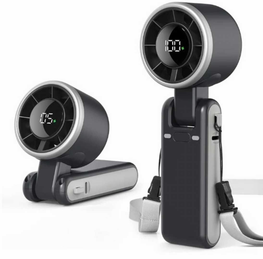 Turbo,High-Speed,Mini,Fan,–,Portable,Rechargeable,Neck,&,Handheld,Cooling,Fan