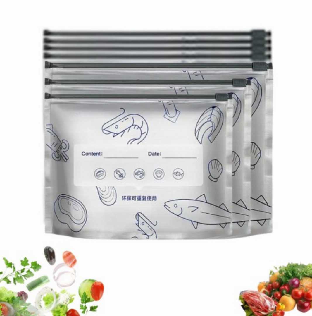 Reusable,Aluminium,Foil,Seal,Zipper,Bags,–,Leak,Proof,Freezer,Storage,Bag,for,Fish,,Meat,,Vegetables,&,Food